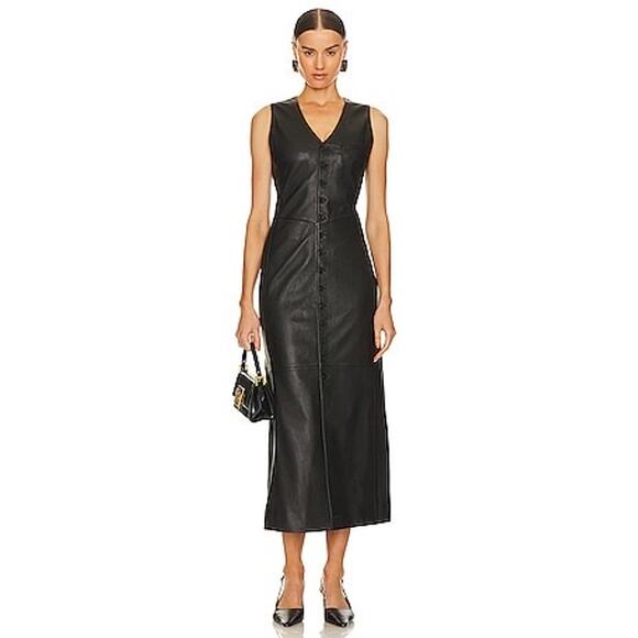 Frame Leather Vest midi dress black Small - Picture 1 of 9
